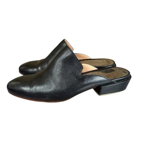 Rachel Comey Brie Black Leather Mules Women’s Size 6 Block Heel Slip On - Picture 6 of 13